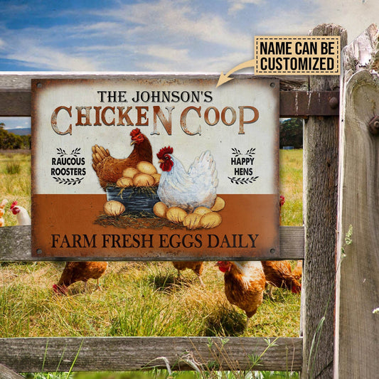 uni Personalized Chicken Coop Brown All Printed 3D Metal Sign