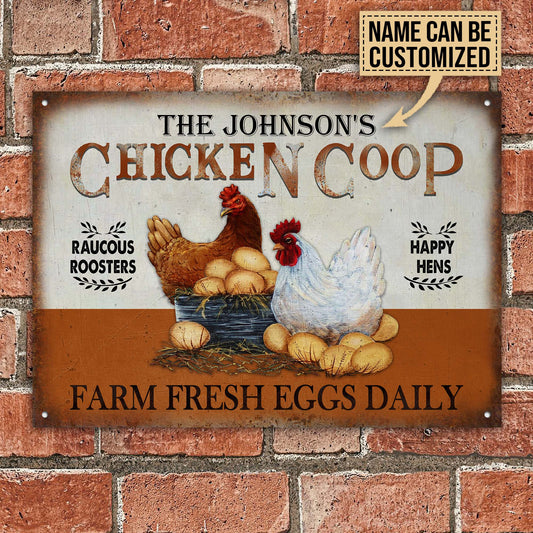 uni Personalized Chicken Coop Brown All Printed 3D Metal Sign