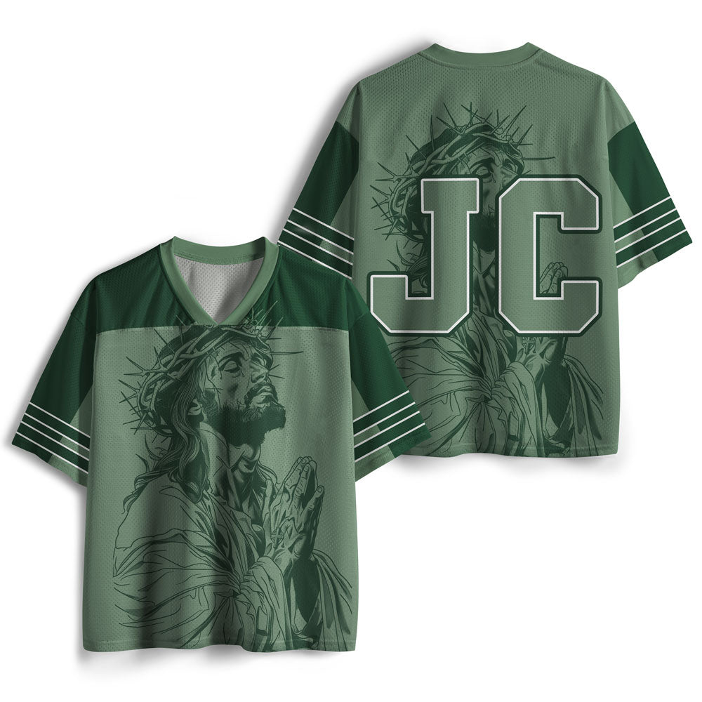 UniJames Praying Jesus Christian Green Mesh Jersey