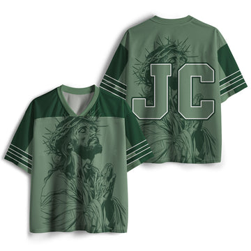 UniJames Praying Jesus Christian Green Mesh Jersey