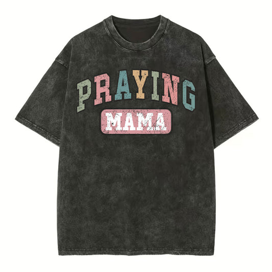 Praying Mama Vintage Christian Washed T-Shirt Sale - GuidingCross