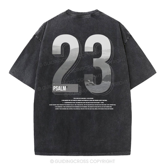 Psalm 23 Christian Washed T-Shirt Sale - GuidingCross