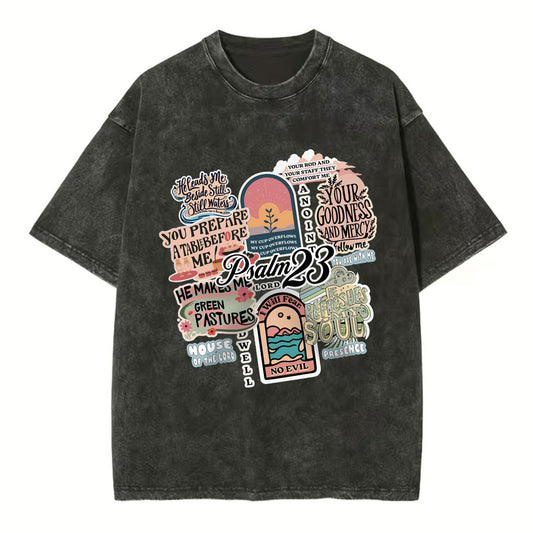 Psalm 23 Inspiration Christian Washed TShirt