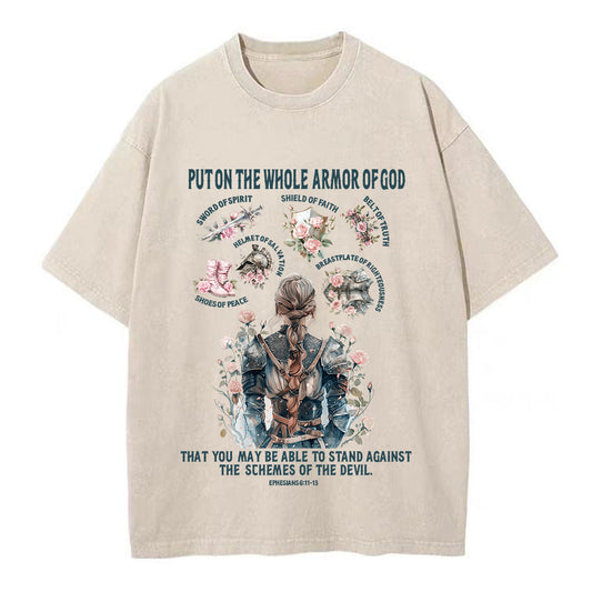 Put On The Whole Armor Of God Christian Washed T-Shirt Sale - GuidingCross