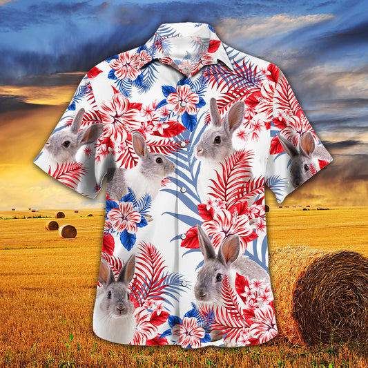 Unique United States Flag Hawaiian Theme For Rabbit Lovers All 3D Printed Hawaiian shirt