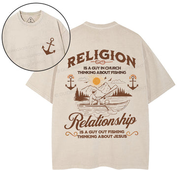 Religion Relationship  Christian Washed T-Shirt Sale - GuidingCross