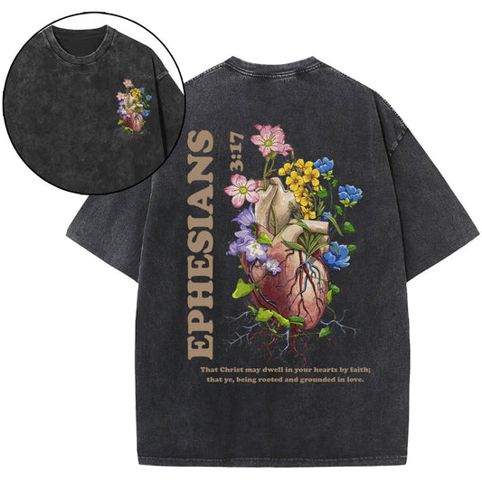 Rooted And Grounded In Love Christian Washed TShirt