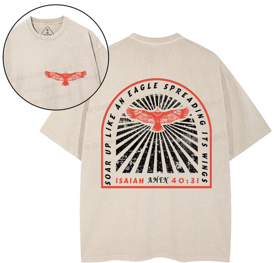 Soar Up Like An eagle Spreading It's Wings Christian Washed T-Shirt Sale - GuidingCross