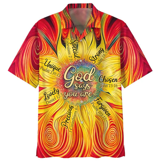 UniJames Sunflower God Say You Are Hawaiian Shirts - Christian Hawaiian Shirt - Hawaiian Summer Shirts