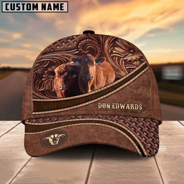 Uni Picture of Mary Edwards Personalized Name Brown Carving Leather Pattern 3D Classic Cap