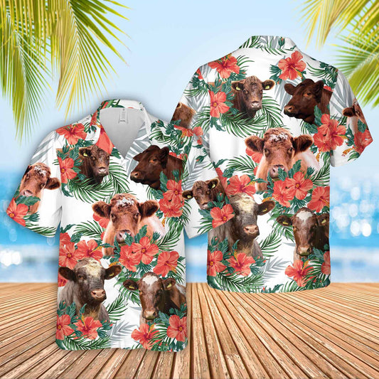 Unique Shorthorn Hawaiian Flowers Hawaiian Shirt