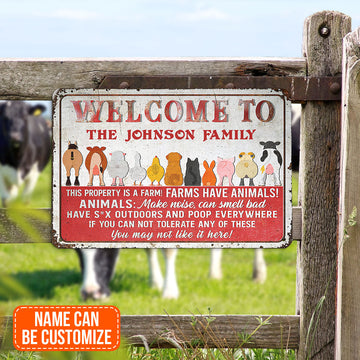 uni Cute Farm Animals Rectangle Metal Sign Custom Name Nice Design