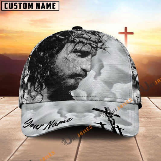 Uni Jesus Black White Customized Name Cap