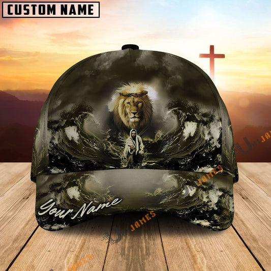 Uni Jesus and Lion Sea Pattern Customized Name Cap