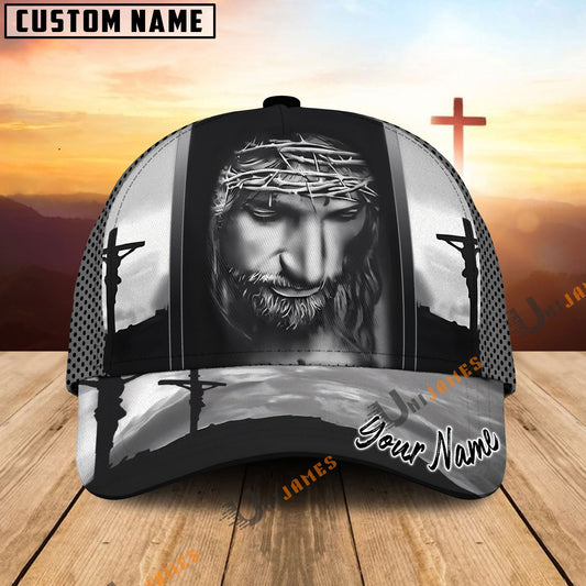 Uni Jesus Black and White Pattern Customized Name Cap
