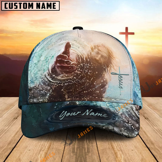 Uni Jesus Take My Hand Water Pattern Customized Name Cap
