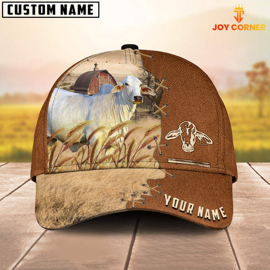 Uni Brahman Custom Name Brown Leather Pattern Cap