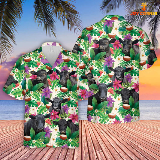 Unique Black Angus Summer Floral 3D Hawaiian Shirt