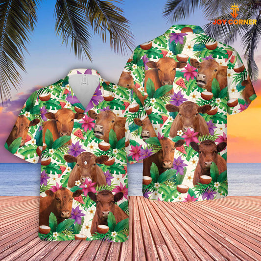Unique Red Angus Summer Floral 3D Hawaiian Shirt