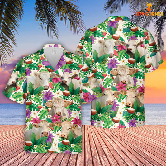 Unique Charolais Summer Floral 3D Hawaiian Shirt
