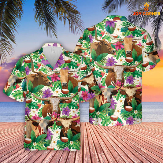 Unique Texas Longhorn Summer Floral 3D Hawaiian Shirt