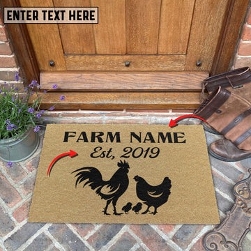 Uni Chicken Custom Farm Name Custom Year Coir Doormat