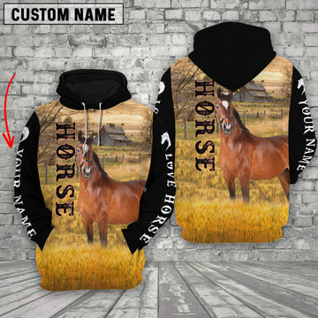 Uni Personalized Name Horse On The Farm All Over Printed 3D Hoodie
