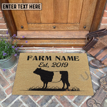 Uni Belted Galloway Custom Farm Name Custom Year Coir Doormat