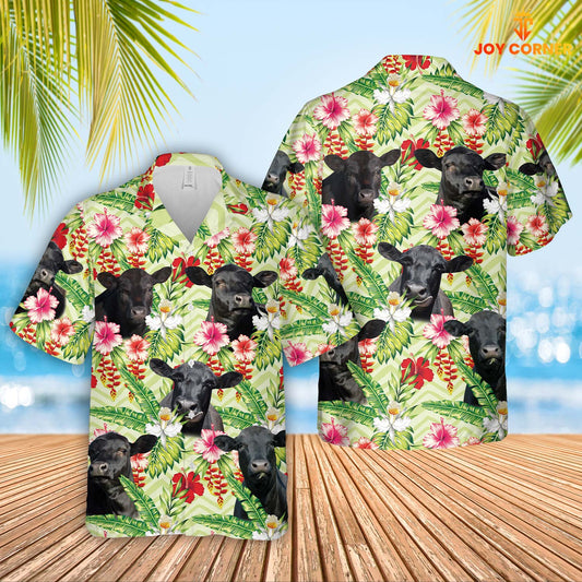 Uni Black Angus Hibicus Floral 3D Hawaiian Shirt