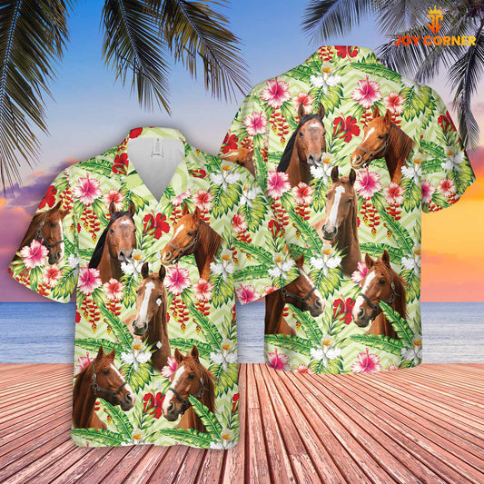 Unique Horse Hibicus Floral 3D Hawaiian Shirt