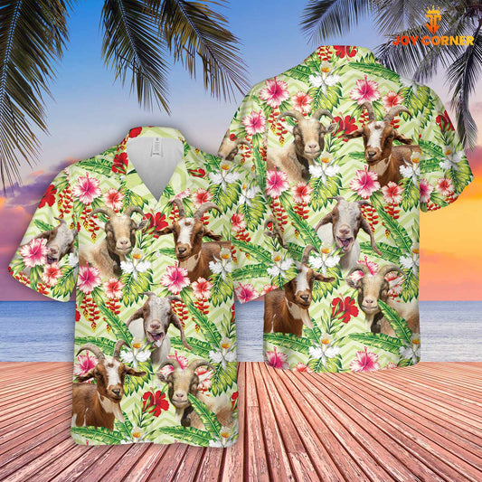 Unique Goat Hibicus Floral 3D Hawaiian Shirt