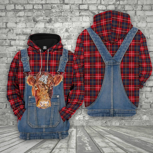 Unique Shorthorn Red Plaid Pattern 3D Shirts