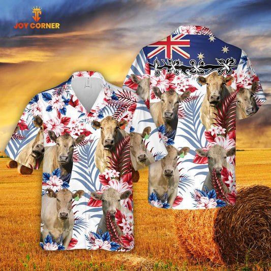 Unique Murray Grey Australian Flag Hawaiian Flowers All Over Printed 3D Hawaiian Shirt