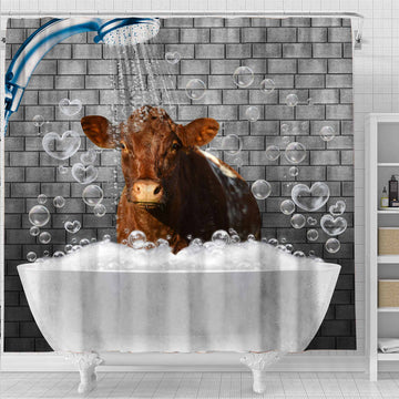 Uni Shorthorn Brick Wall 3D Shower Curtain