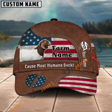 Uni Boer Goat US Flag Customized Name And Farm Name Cap
