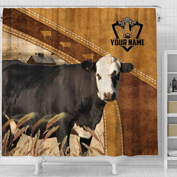 Uni Custom Name Black Hereford Pattern Shower Curtain