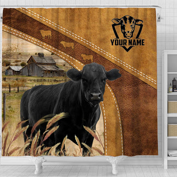 Uni Custom Name Black Angus Pattern Shower Curtain