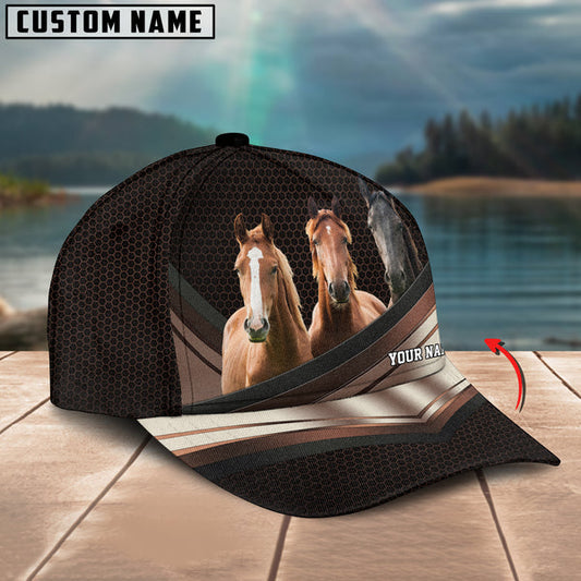Uni Happiness Horse Customized Name Brown 3D Classic Cap