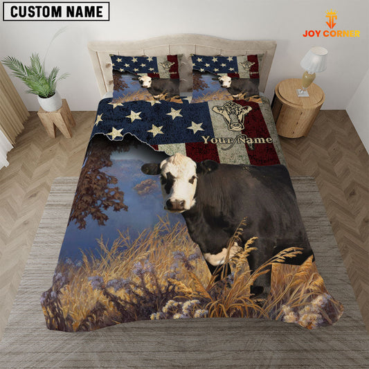 Uni Black Hereford America Customized Name 3D Bedding Set