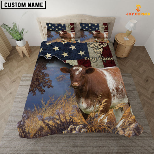 Uni Shorthorn America Customized Name 3D Bedding Set
