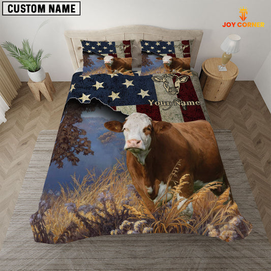Uni Simmental America Customized Name 3D Bedding Set