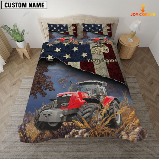Uni Red Tractor America Customized Name 3D Bedding Set