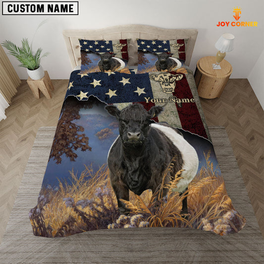 Uni Belted Galloway America Customized Name 3D Bedding Set