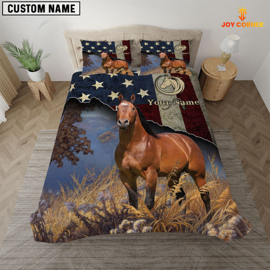 Uni Horse America Customized Name 3D Bedding Set
