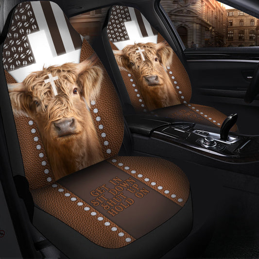 Uni Jesus Highland Cattle Pattern Car Seat Cover Set