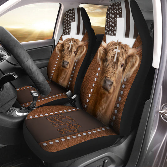 Uni Jesus Highland Cattle Pattern Car Seat Cover Set