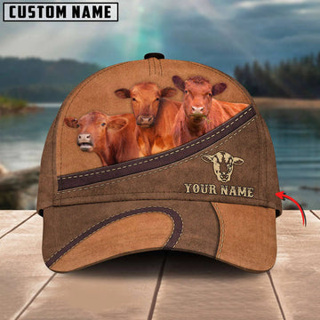 Uni Happiness Red Angus Personalized Name Brown 3D Classic Cap