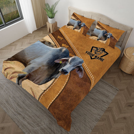 Uni Grey Brahman Cattle Customized Bedding set