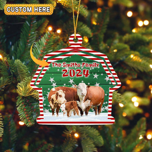 Uni Hereford Cattle Lovers Christmas Gift 2024 Custom Shape Acrylic Ornament