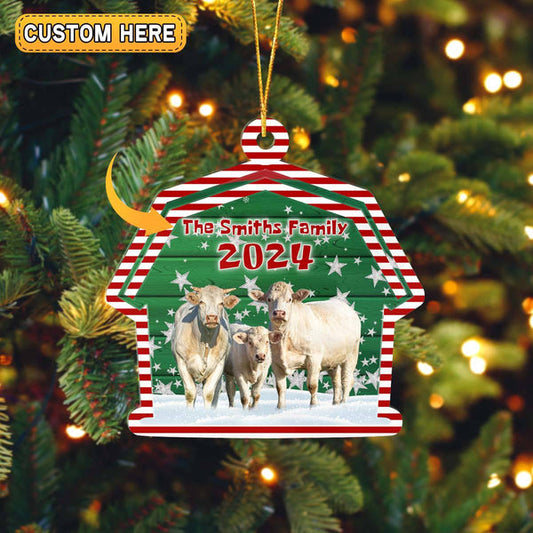 Uni Charolais Cattle Lovers Christmas Gift 2024 Custom Shape Acrylic Ornament